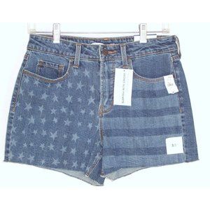 Old Navy Stars Stripes Jean Shorts 4 Cut Off High Rise Secret Slim Pockets NWT